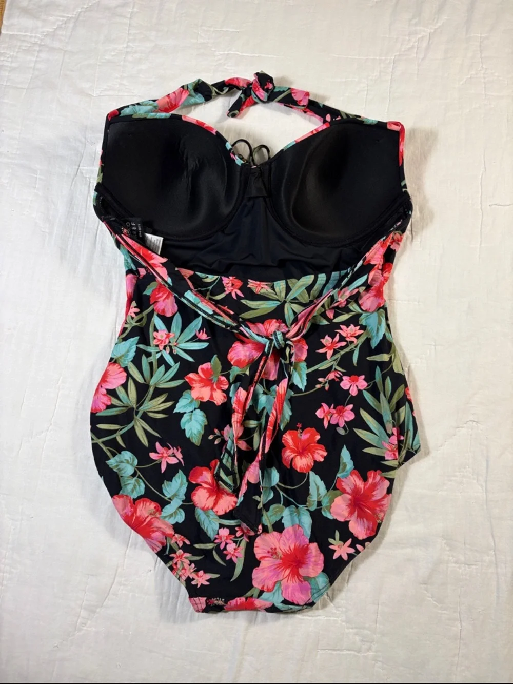 Coco Reef Spiced Tropical Floral Halter Top Tie-Back Underwire Bra 36DD/38DD - Picture 6 of 12